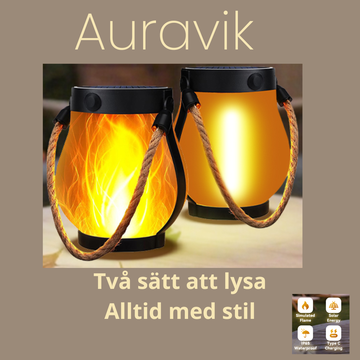 Auravik Solcellslykta-Tryggt ljus även när elen sviker